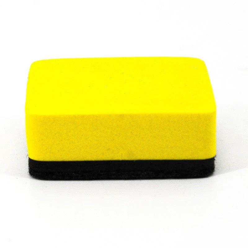 Square yellow blackboard eraser with felt surface for whiteboard markers