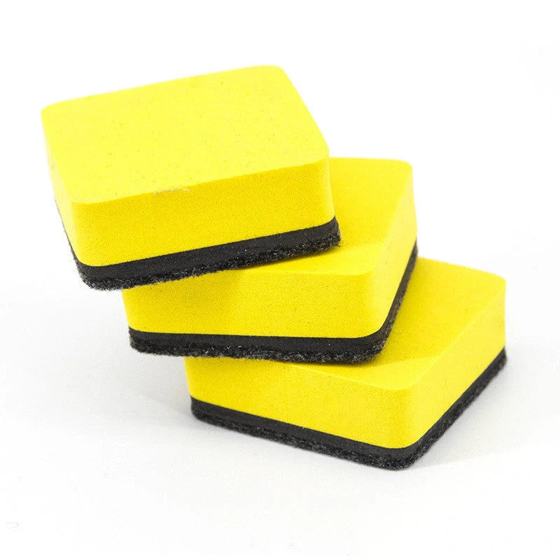 Square yellow blackboard eraser with felt surface for whiteboard markers