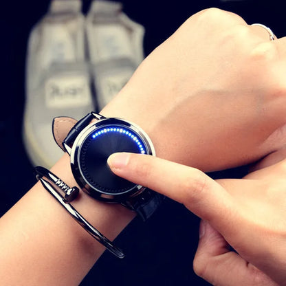 Electronic digital watch with blue light display in black or white colour options
