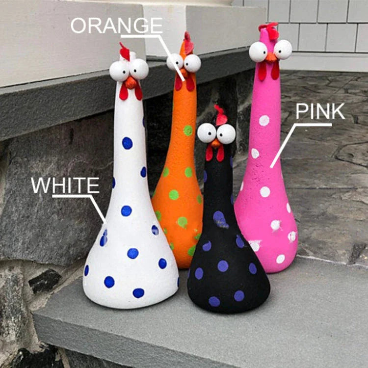 Colorful chicken garden statues made of high-quality resin, perfect for adding whimsical charm to your outdoor or indoor decor
