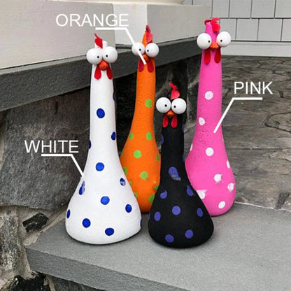 Colorful chicken garden statues made of high-quality resin, perfect for adding whimsical charm to your outdoor or indoor decor
