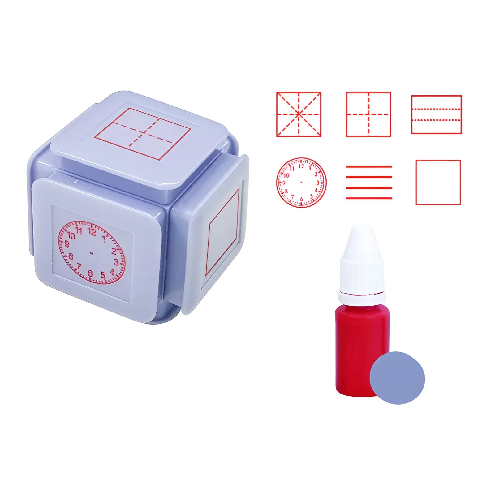 Six-sided Tianzi grid seal stamp in pink and blue colours with photosensitive technology