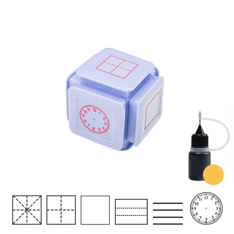 Six-sided Tianzi grid seal stamp in pink and blue colours with photosensitive technology