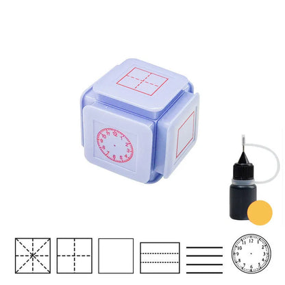 Six-sided Tianzi grid seal stamp in pink and blue colours with photosensitive technology