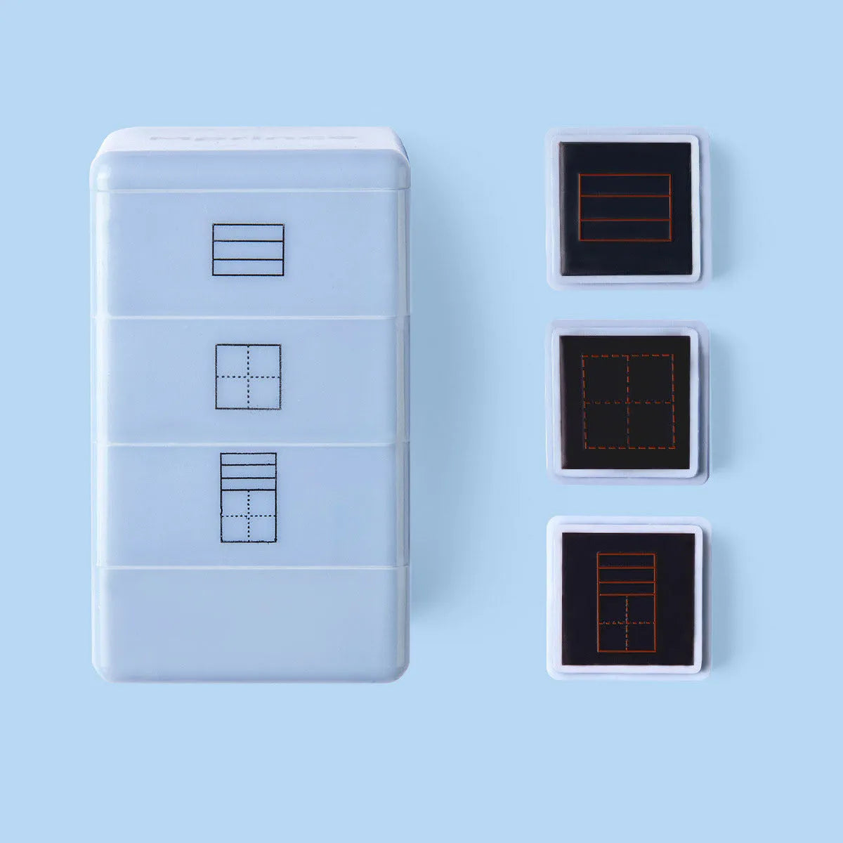 Six-sided Tianzi grid seal stamp in pink and blue colours with photosensitive technology