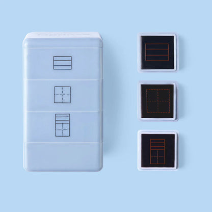 Six-sided Tianzi grid seal stamp in pink and blue colours with photosensitive technology
