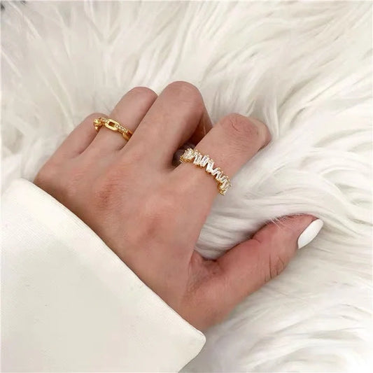 18K gold plated fashion ring with zircon stone for women, elegant and durable design