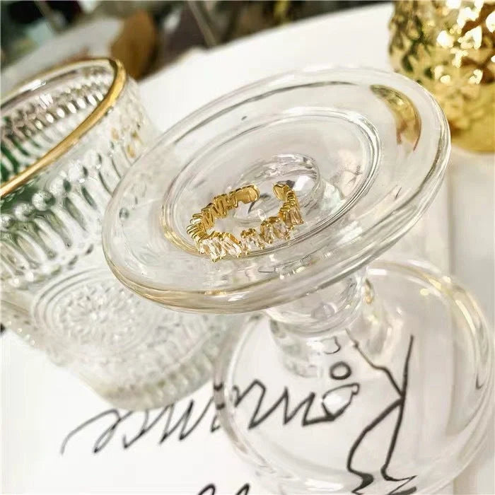 18K gold plated fashion ring with zircon stone for women, elegant and durable design