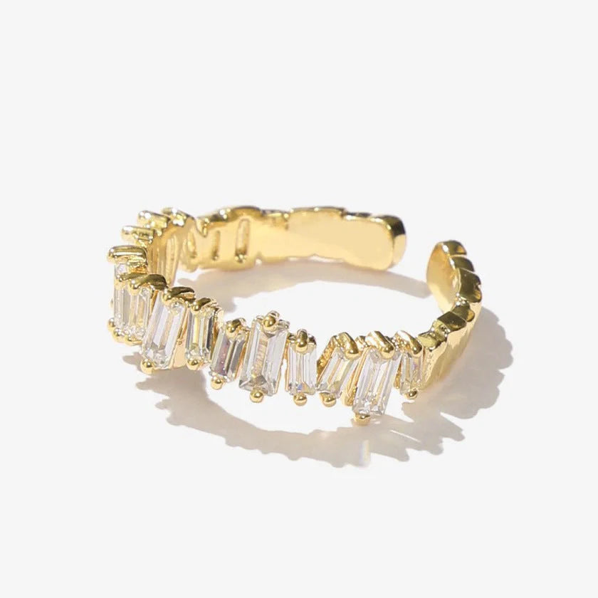 18K gold plated fashion ring with zircon stone for women, elegant and durable design