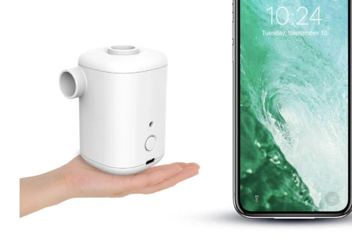 Mini Electric Inflator with USB charging for quick inflation of swimming rings and air mattresses