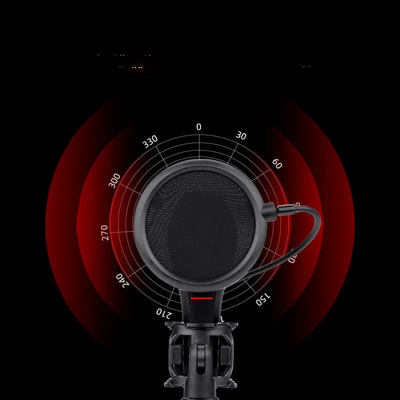 Black USB wired noise reduction microphone for live broadcast and karaoke singing