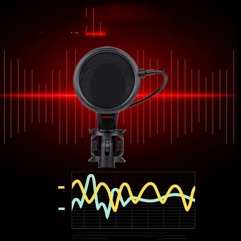 Black USB wired noise reduction microphone for live broadcast and karaoke singing
