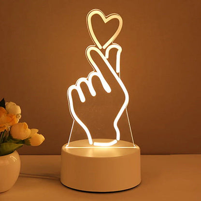 3D acrylic USB LED night light with neon sign effect in warm white