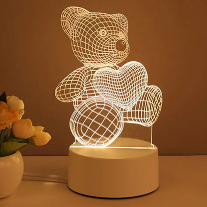 3D acrylic USB LED night light with neon sign effect in warm white