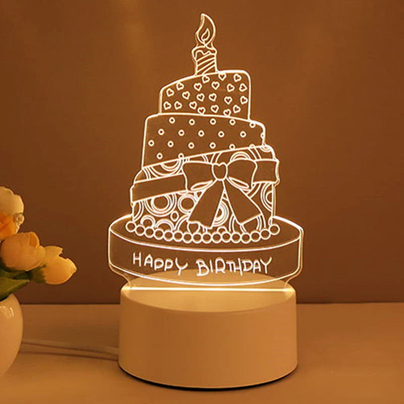 3D acrylic USB LED night light with neon sign effect in warm white