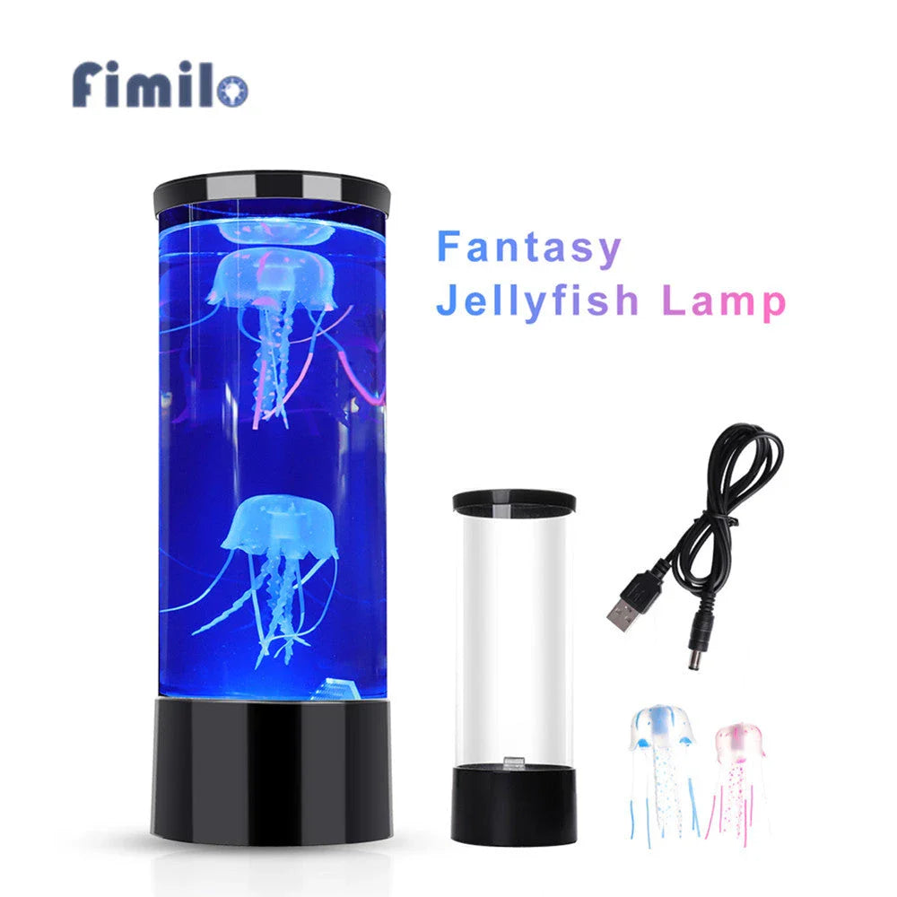Enchanting Jellyfish Lamp with lifelike jellyfish swimming in a colour-changing LED aquarium display
