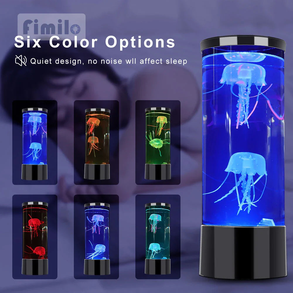 Enchanting Jellyfish Lamp with lifelike jellyfish swimming in a colour-changing LED aquarium display