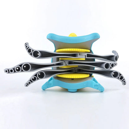 Floating octopus toy in purple and blue with six-leg linkage design for bath and beach fun