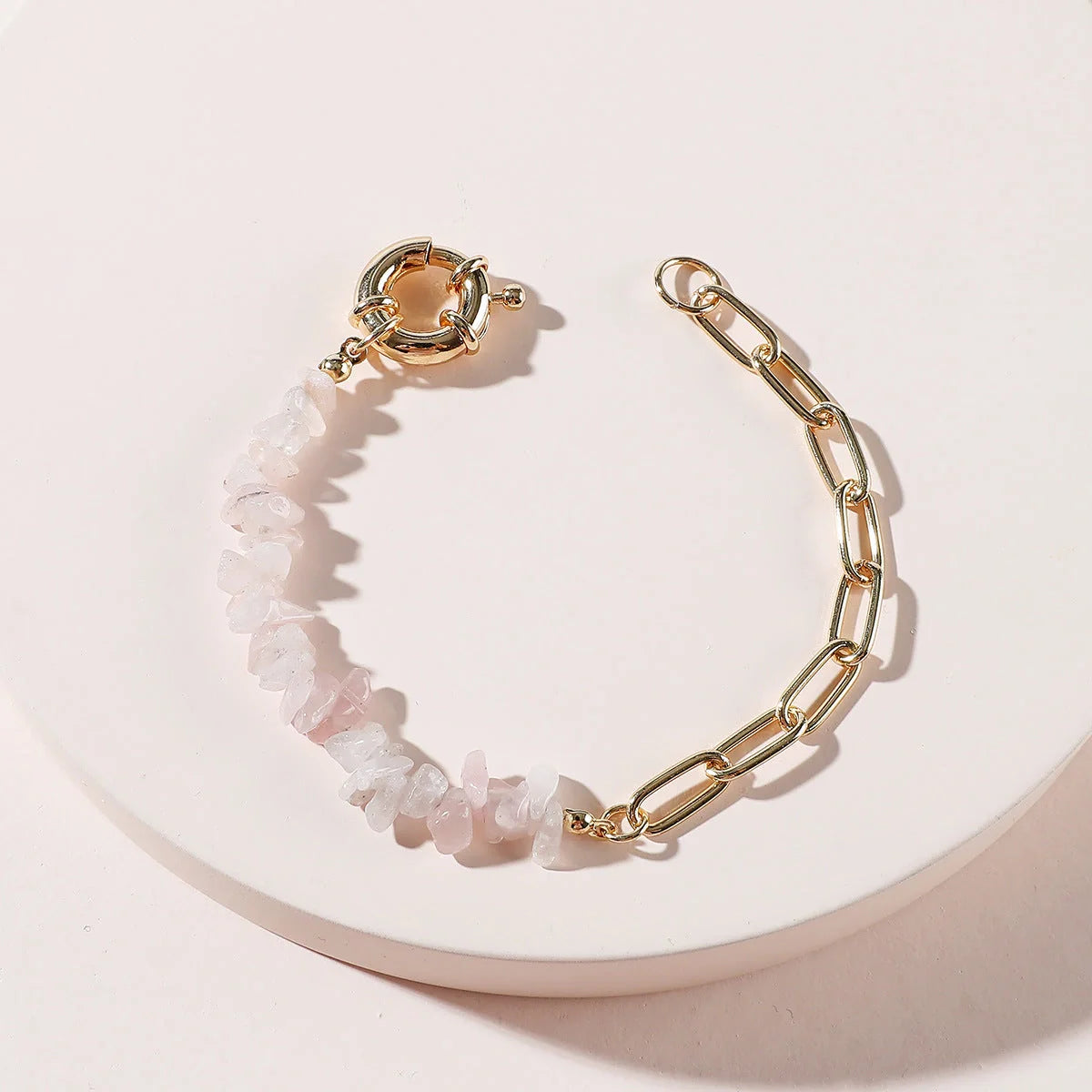 Stylish rough crystal amethyst bracelet for women with adjustable stainless steel chain
