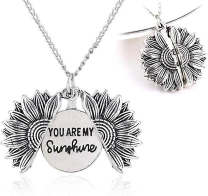 A stunning sunflower pendant necklace with an adjustable chain, crafted from high-quality materials for a radiant and versatile accessory.