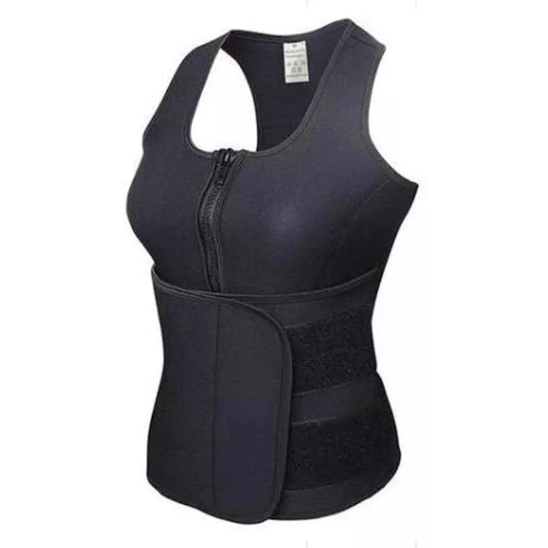 Adjustable neoprene waist trainer in blue, purple, black, and pink