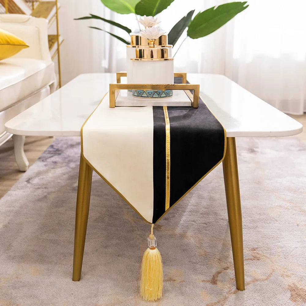 Zuofei modern flannel table runner in simple Nordic design on a coffee table.