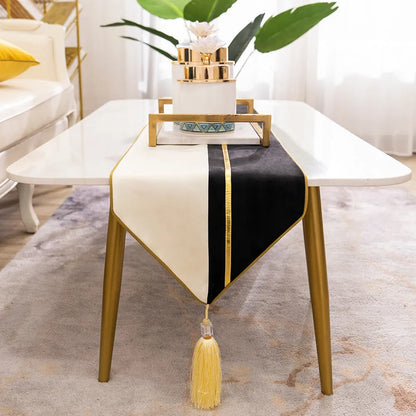Zuofei modern flannel table runner in simple Nordic design on a coffee table.