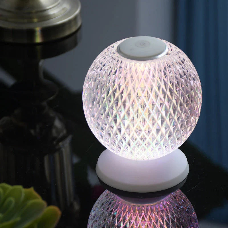 Elegant acrylic crystal bedside lamp with customisable RGB lighting and touch controls
