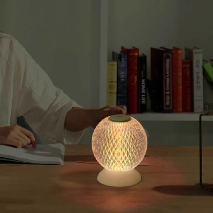 Elegant acrylic crystal bedside lamp with customisable RGB lighting and touch controls