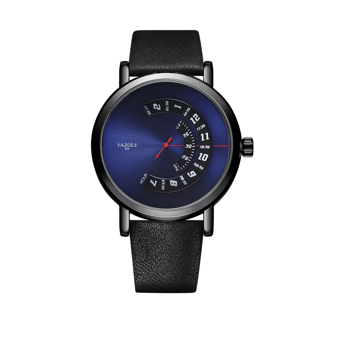 Men's metal casual watch with a black dial, quartz movement, and a pin buckle clasp.