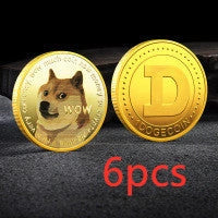 Gold Plated Dogecoin Commemorative Coin featuring a cute dog pattern, perfect for collectors and crypto enthusiasts.