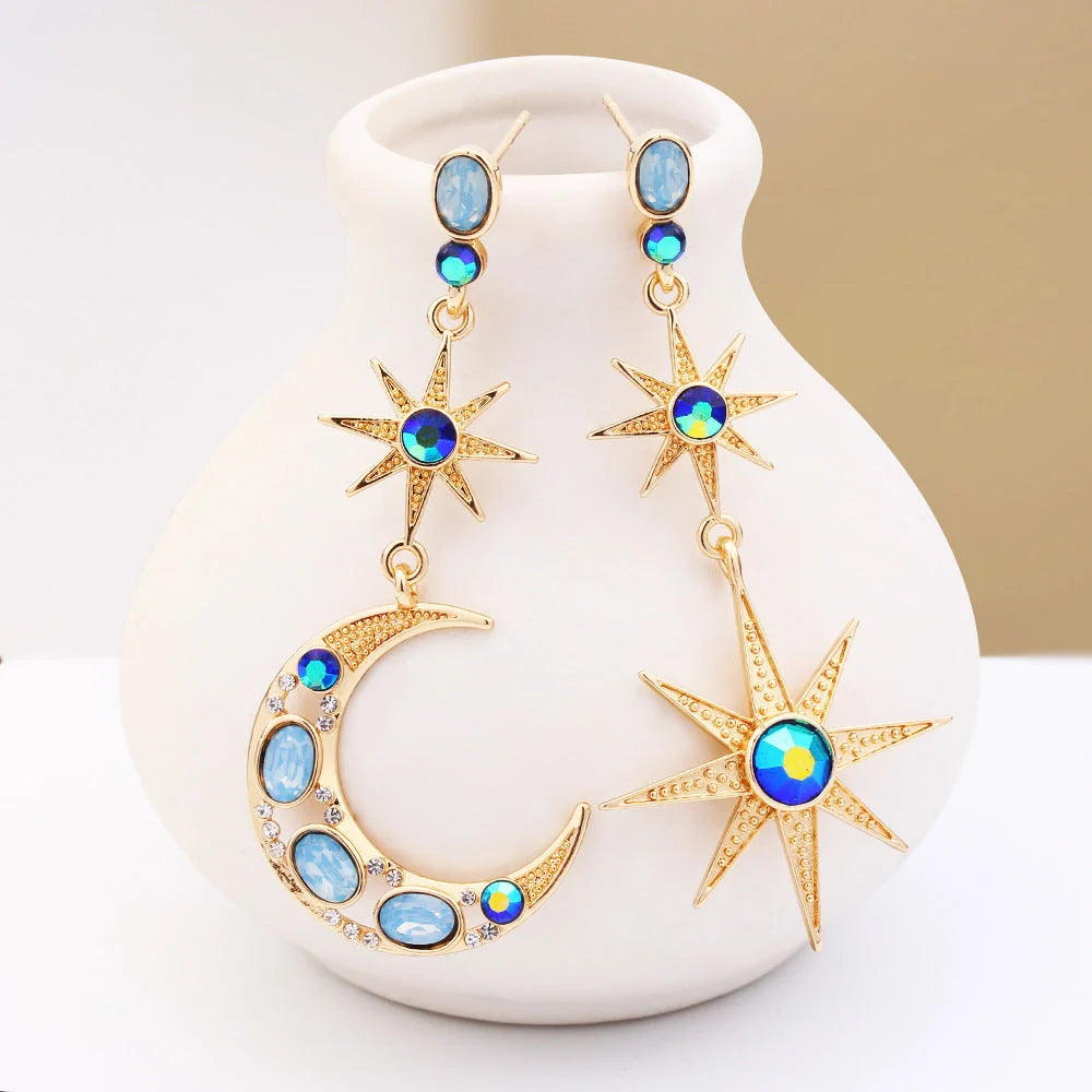 Stylish Asymmetric Xingyue Stainless Steel Earrings with a sleek blue finish