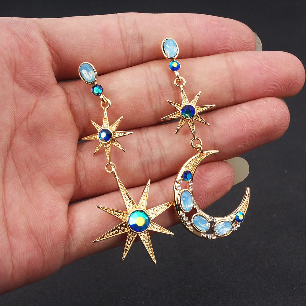 Stylish Asymmetric Xingyue Stainless Steel Earrings with a sleek blue finish