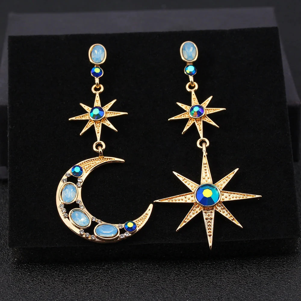 Stylish Asymmetric Xingyue Stainless Steel Earrings with a sleek blue finish