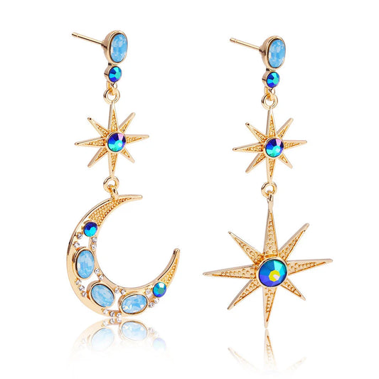 Stylish Asymmetric Xingyue Stainless Steel Earrings with a sleek blue finish
