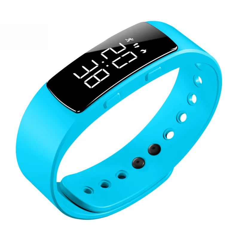 Sports smart bracelet digital watch with luminous display, 30m waterproof rating, 40mm dial diameter, alarm clock function in camouflage powder, camouflage green, classic black, ice blue, pearl white, or peach powder colour options