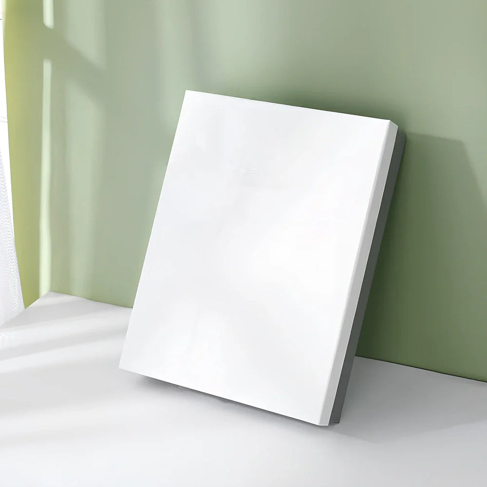 Rectangular gift box showing thick cardboard construction with special paper covering in blue and white colour combination