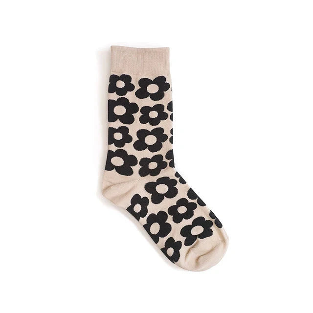 Charming floral cotton socks in various colours, perfect for fashionable UK women