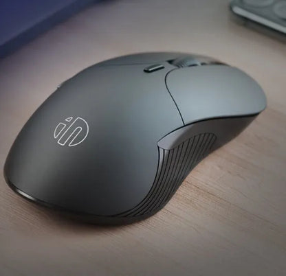 Black wireless voice mouse with six buttons showing dimensions of 123x35x65.5mm