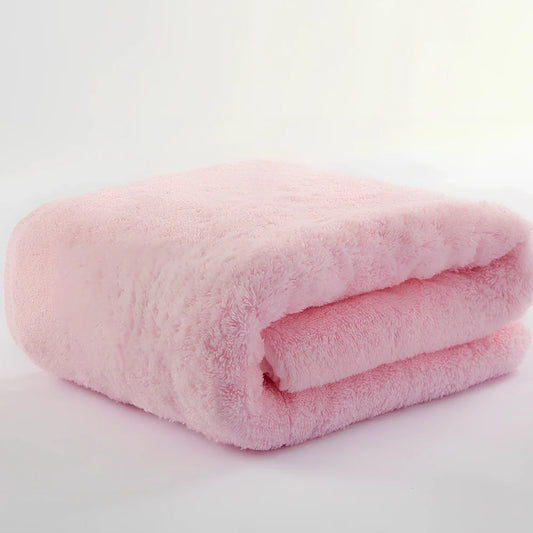 Thickened pure cotton bath towel in chocolate, 70x140cm, absorbent terry weave for bathroom use