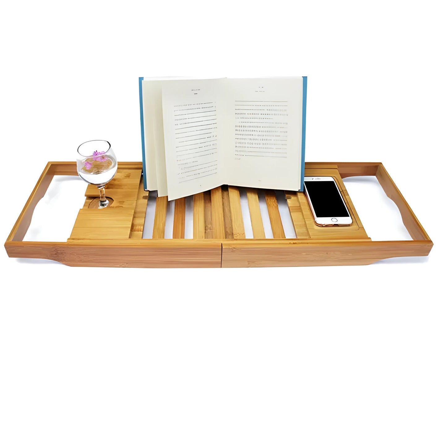 Bamboo bathtub frame with one-floor shelf for bathroom storage organisation