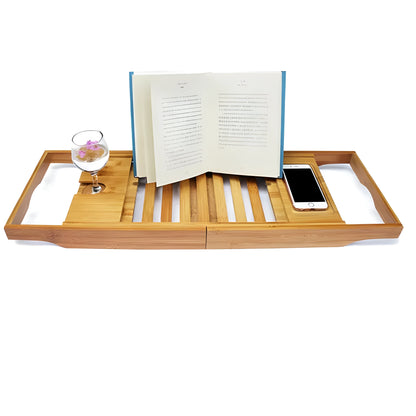 Bamboo bathtub frame with one-floor shelf for bathroom storage organisation