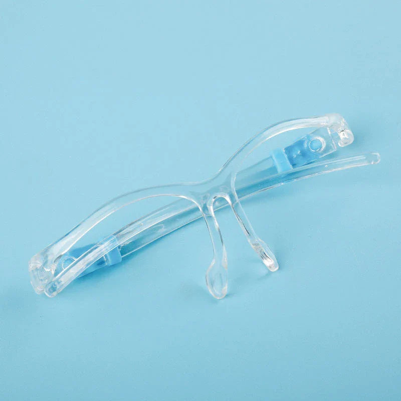 Close-up shot of the anti-fog and splash-resistant face mask in various colours, showcasing its head-mounted design and durable construction.