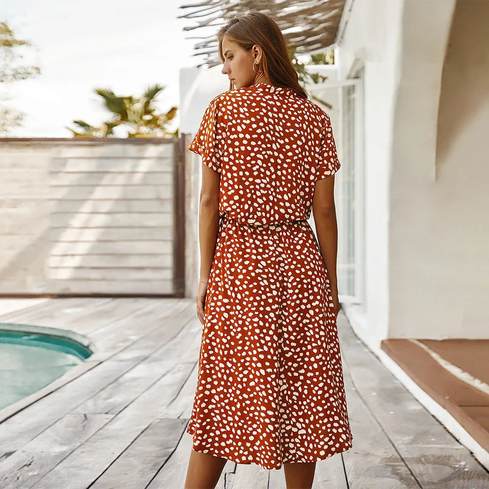 Women's Wave Point Short Sleeve Dress in various colors and sizes