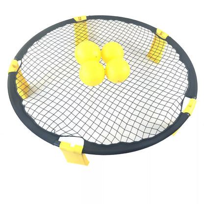 Yellow beach volleyball set with durable net and ball for outdoor fun