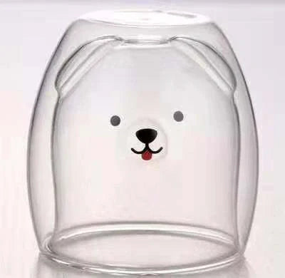 3D double-layer panda cup with skull design for wine, featuring inner Christmas tree pattern