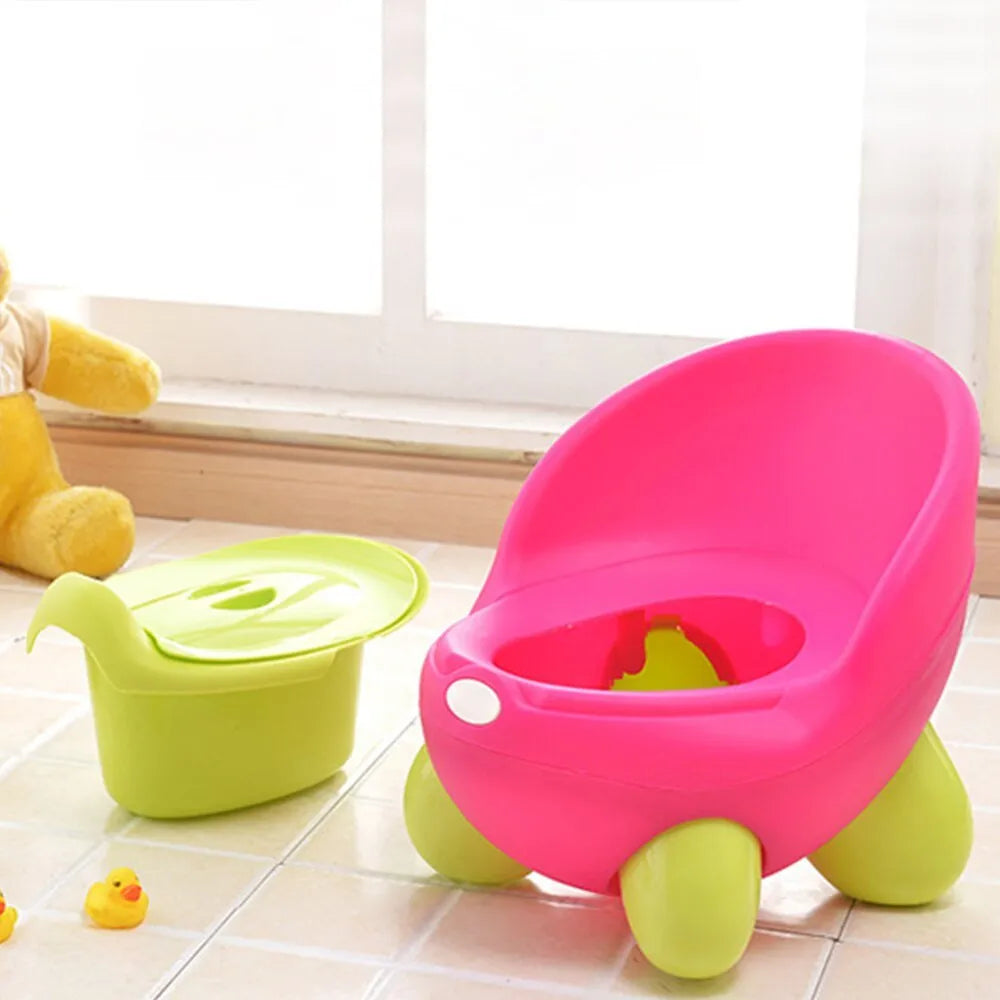 Dandan children's cartoon baby stool toilet in a choice of six colours including red, blue, and pastel pink.