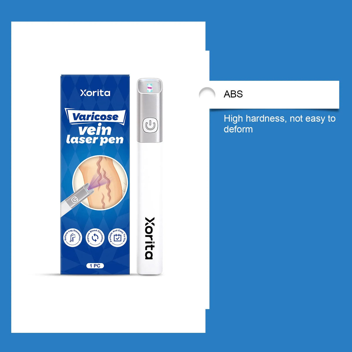 Varicose vein laser pen in ABS, compact handheld device for legs, arms and face, 1PC pack