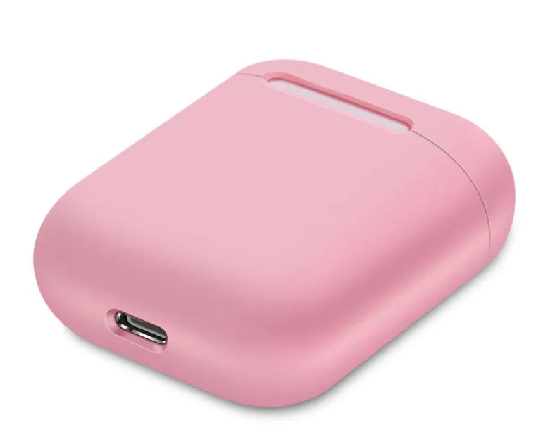 Soft silicone protective case for Apple AirPods charging box in various solid colours.