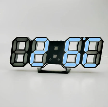 3D LED wall digital clock showing time, date and temperature with multiple colour options